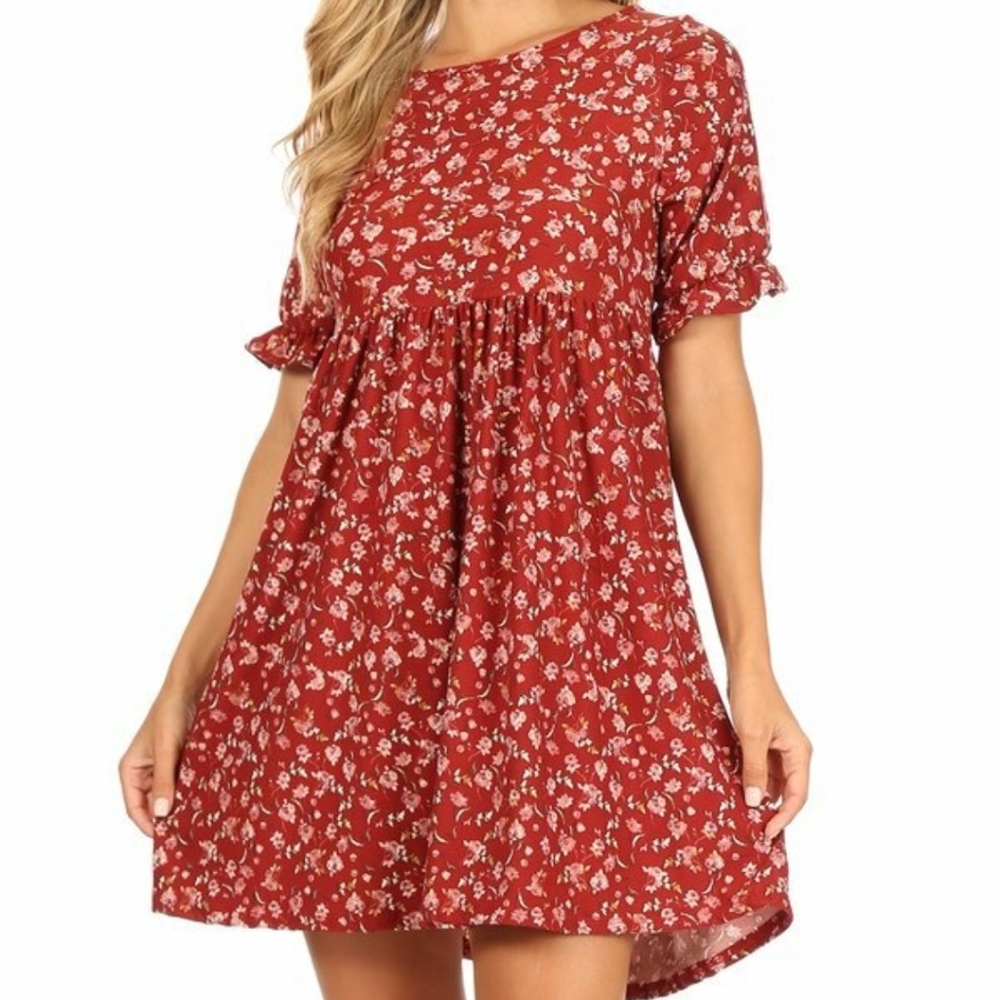 Baby Doll Dress W/Ruffled Elbow Sleeves (NWT)